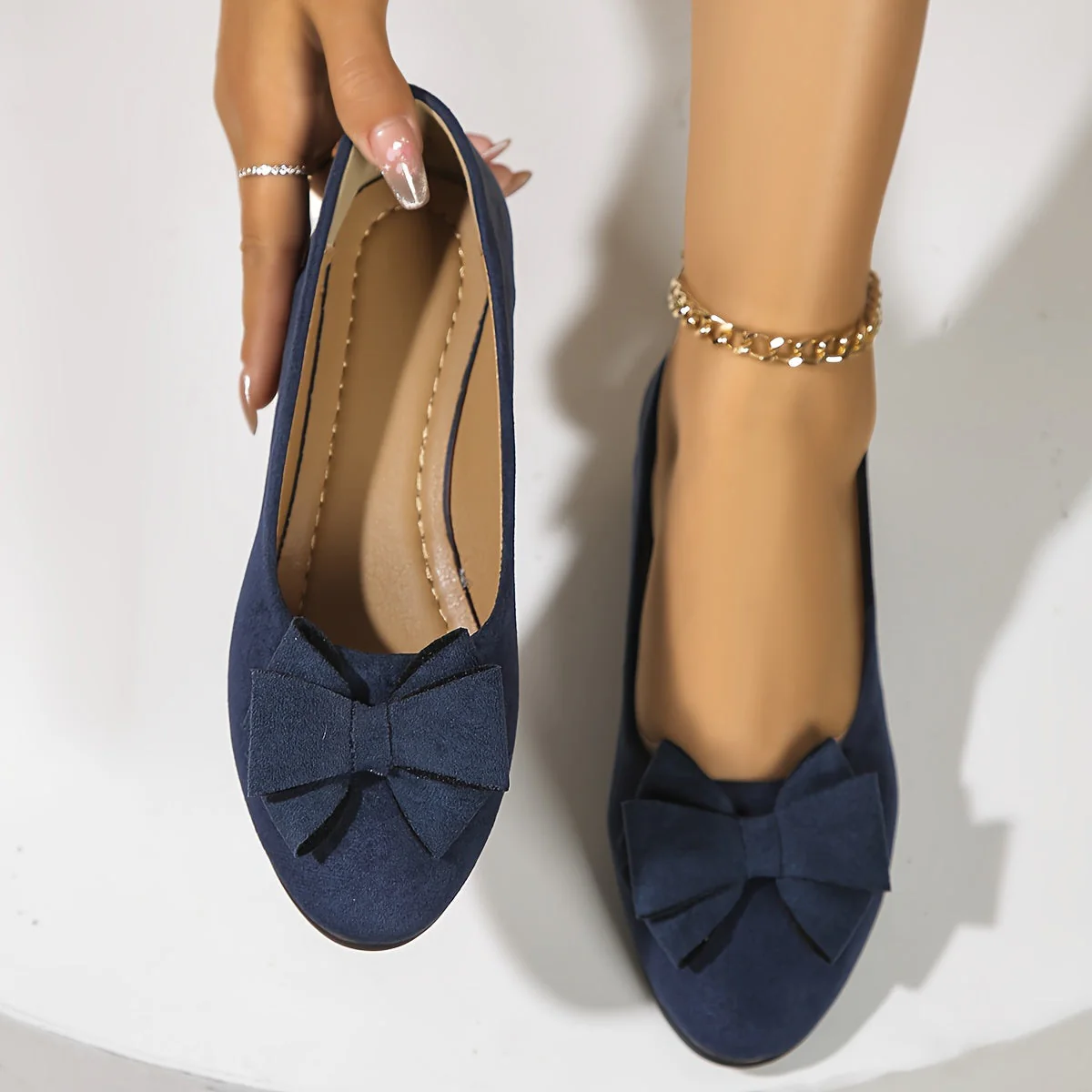Bella | Women's Bow Detail Round Toe Ballet Flats Slip-On - Image 11