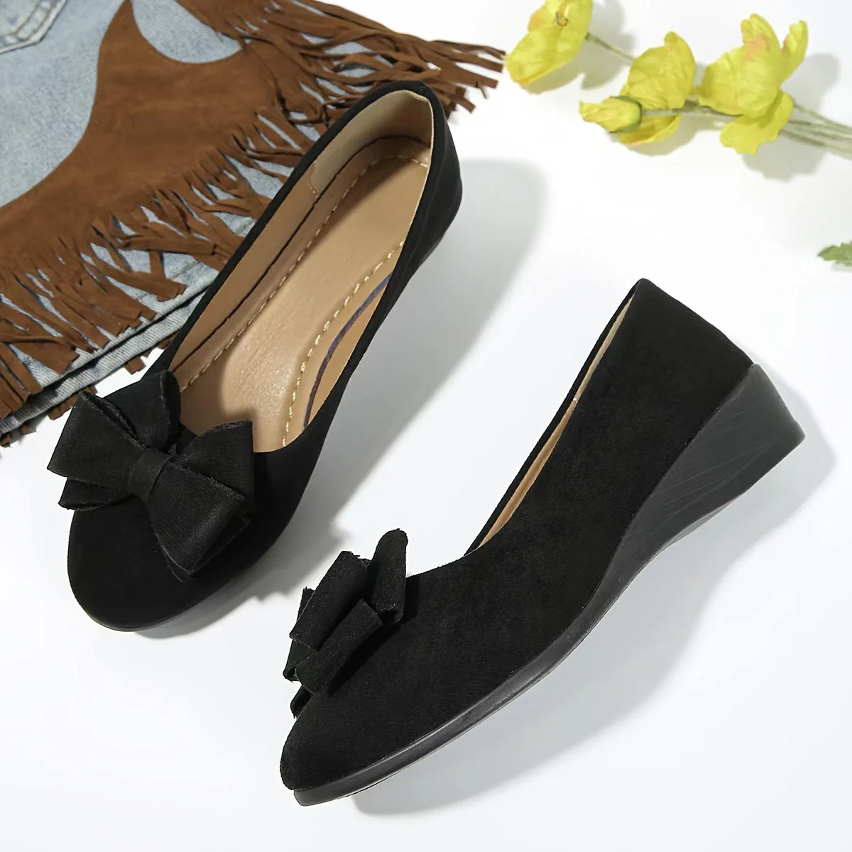 Bella | Women's Bow Detail Round Toe Ballet Flats Slip-On - Image 15