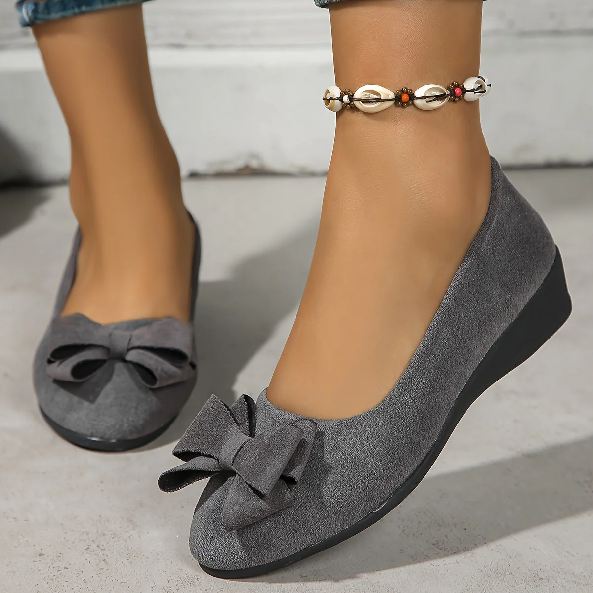 Bella | Women's Bow Detail Round Toe Ballet Flats Slip-On - Image 26