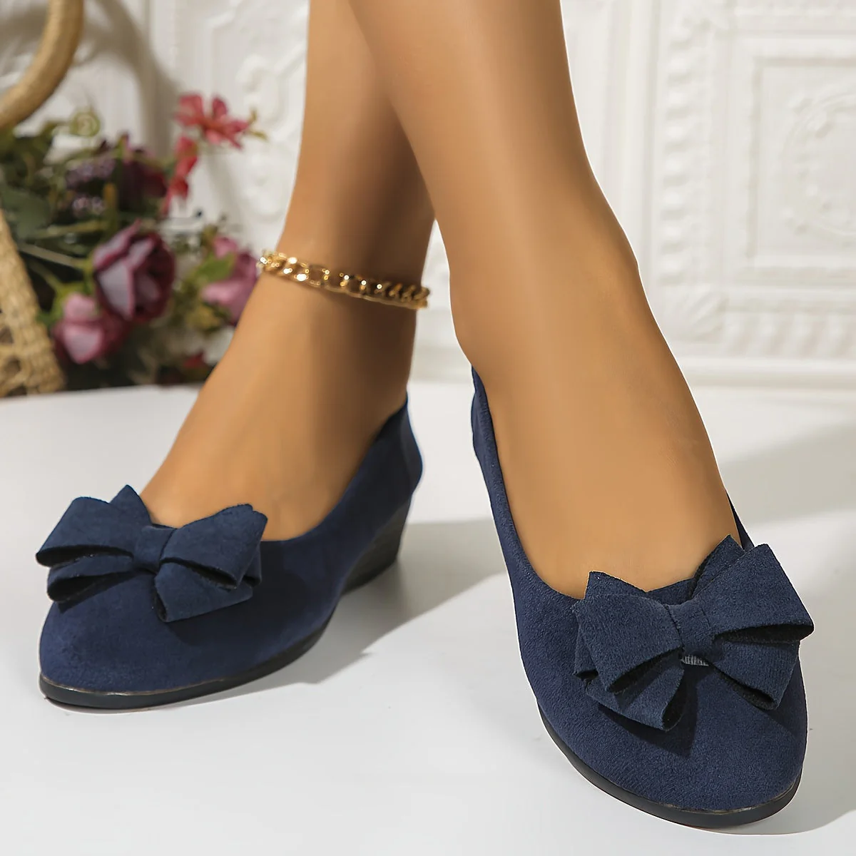Bella | Women's Bow Detail Round Toe Ballet Flats Slip-On - Image 27