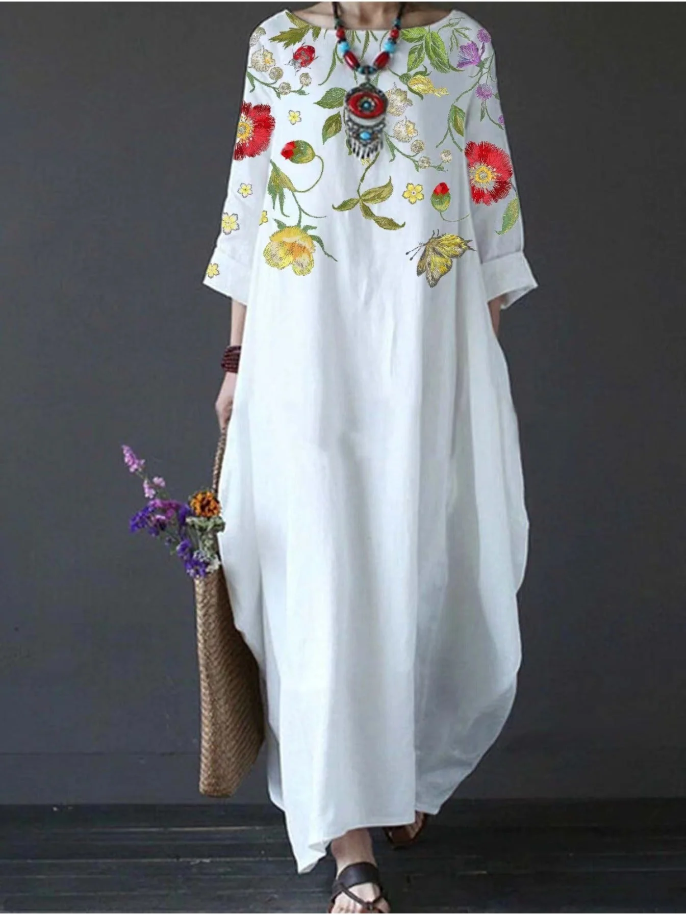 Blair | Women's Floral Flowy Draped Maxi Dress Casual - Image 2
