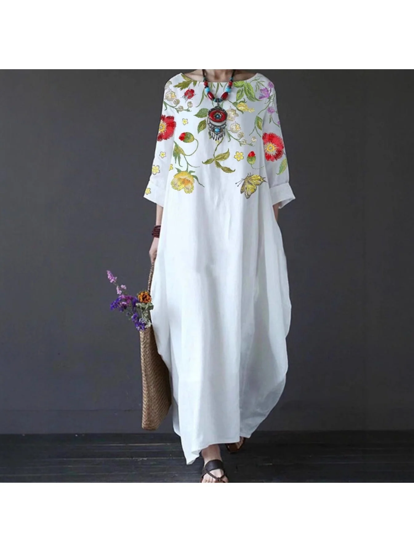 Blair | Women's Floral Flowy Draped Maxi Dress Casual - Image 4