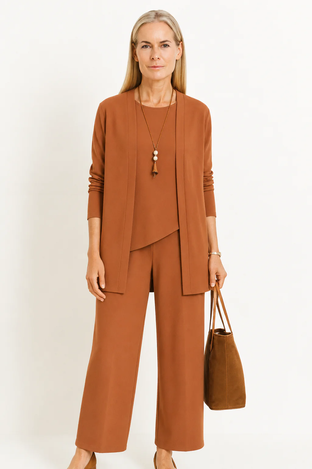 Blair | Women's 3-Piece Cardigan Tank Top & Wide Leg Pants Set - Image 10