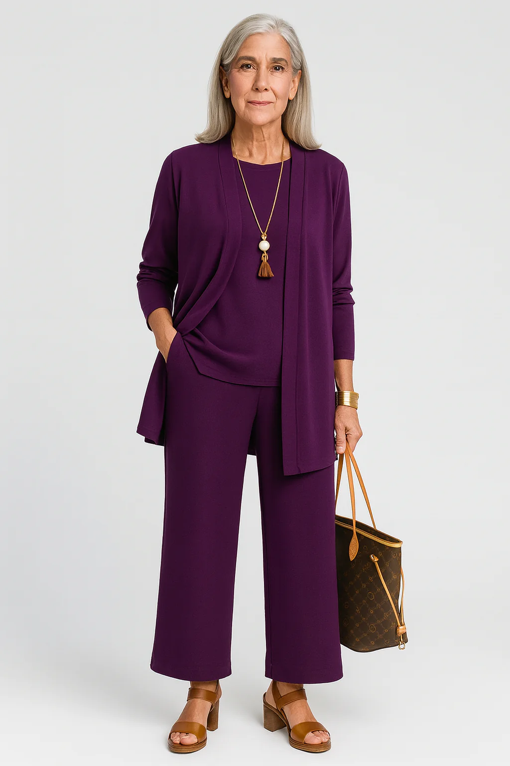 Blair | Women's 3-Piece Cardigan Tank Top & Wide Leg Pants Set - Image 5