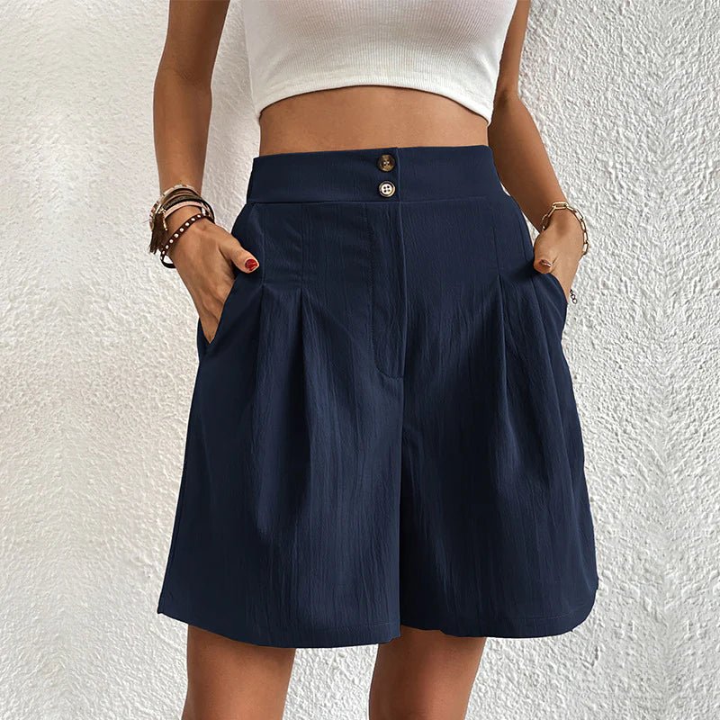 Blair | Women's High Waist Wide Leg Shorts Pleated with Pockets - Image 3