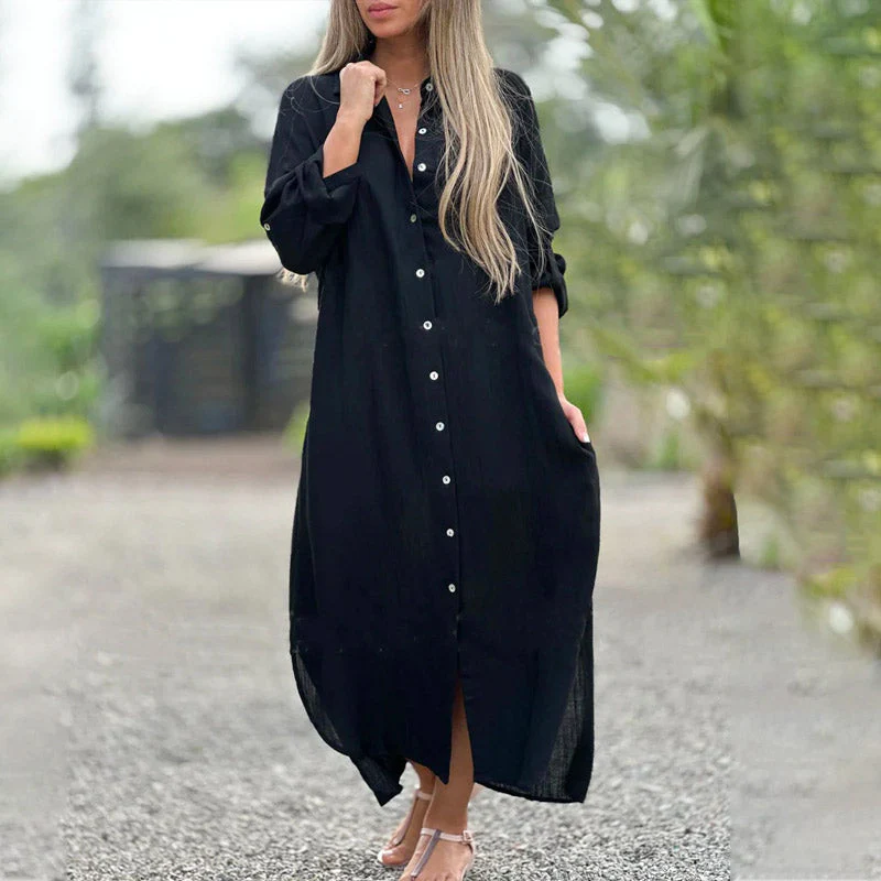 Brielle | Women's Casual Button-Down Maxi Shirt Dress - Image 4