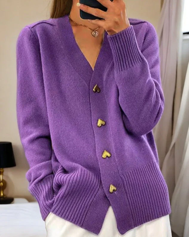 Brooke™ | Elegant Heart Button Cardigan - Image 3