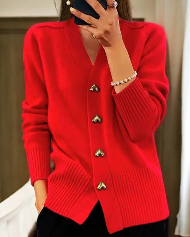 Brooke™ | Elegant Heart Button Cardigan - Image 4