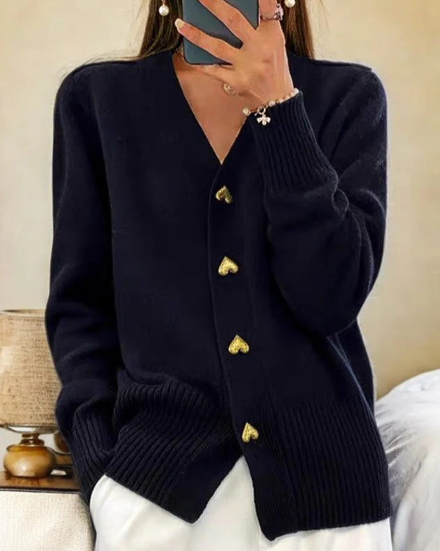 Brooke™ | Elegant Heart Button Cardigan - Image 5