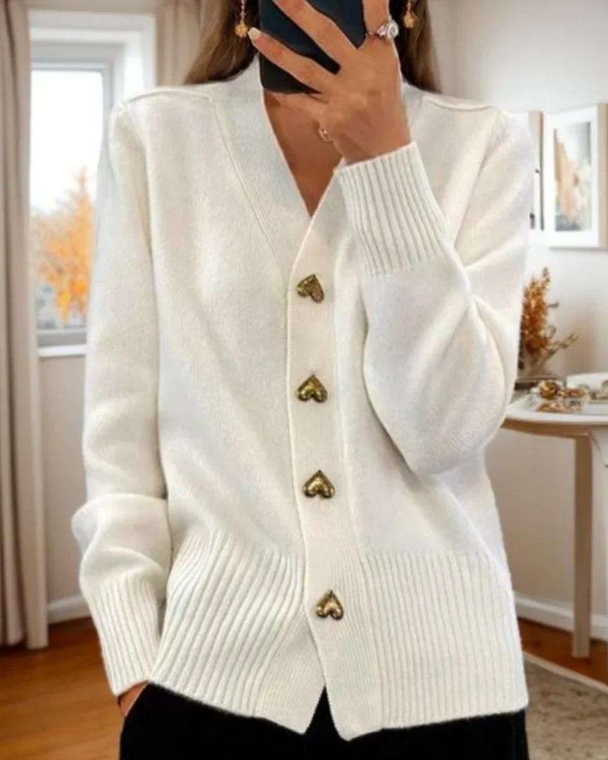 Brooke™ | Elegant Heart Button Cardigan - Image 6