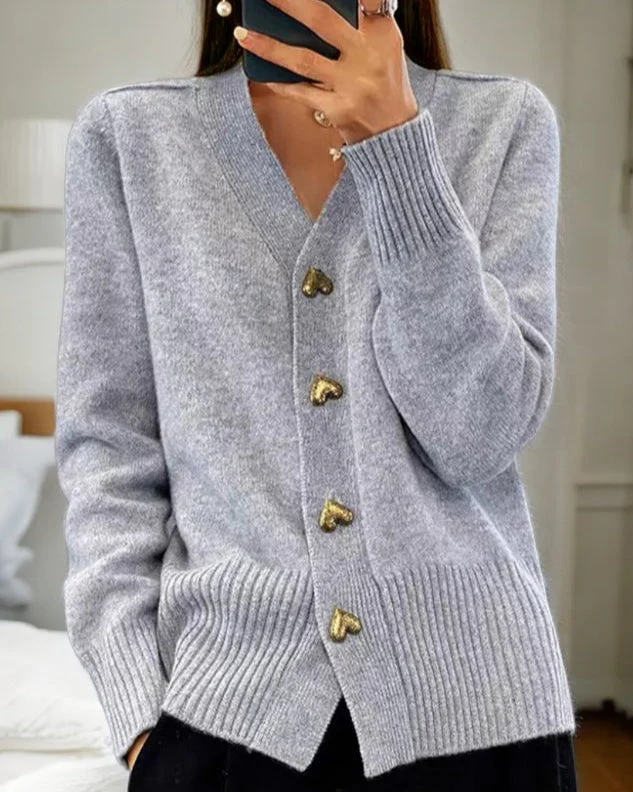 Brooke™ | Elegant Heart Button Cardigan - Image 7