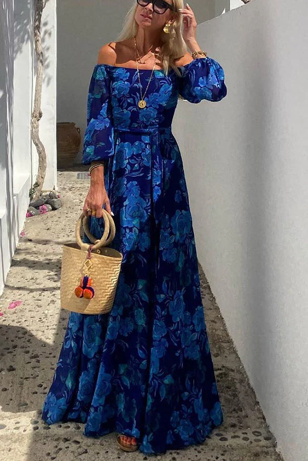 Brooke | Women's Off Shoulder Floral Flowy Maxi Dress Evening - Image 2