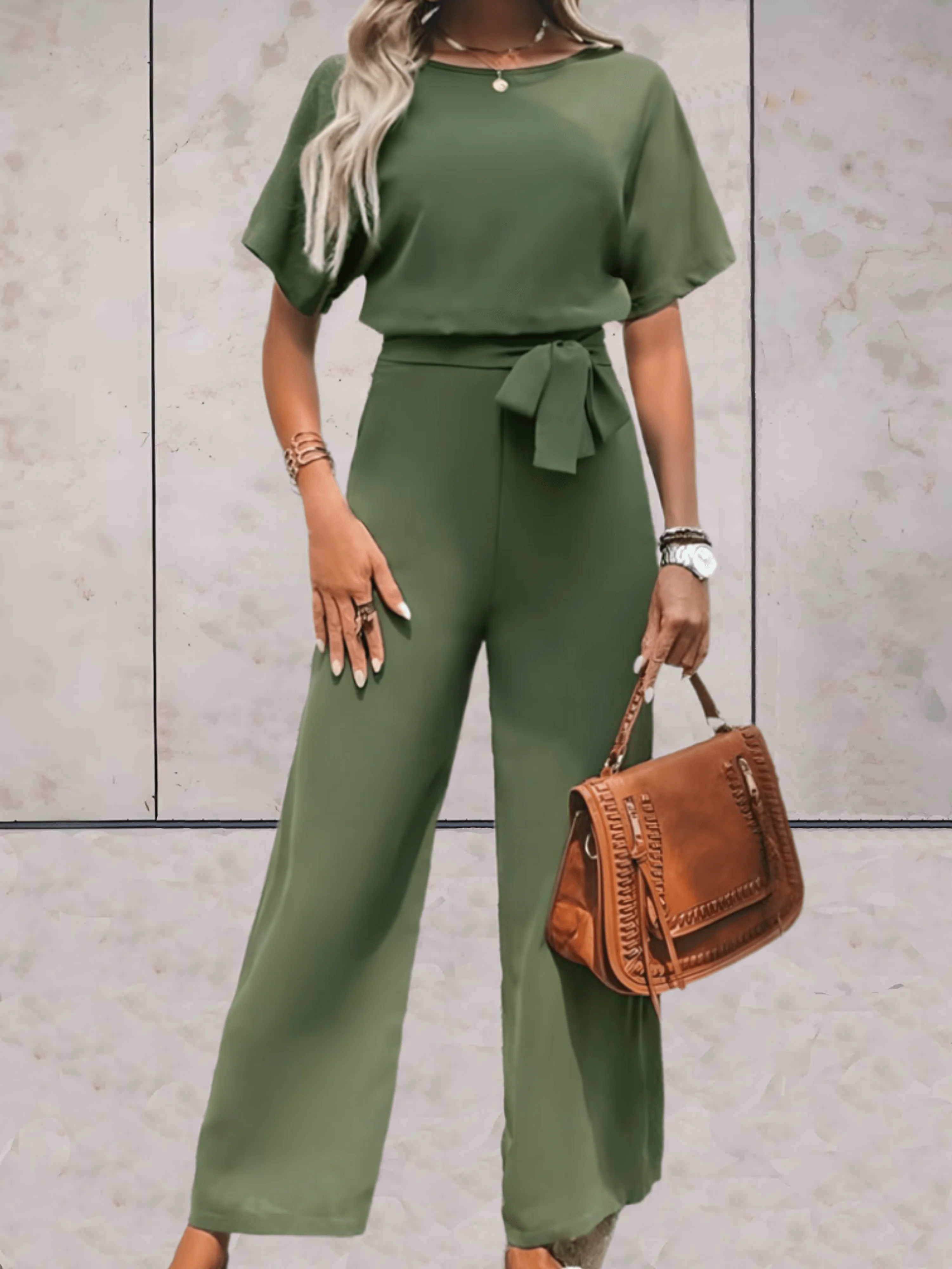Cali | Women's Two Piece Set Short Sleeve Top Wide Leg Pants - Image 11