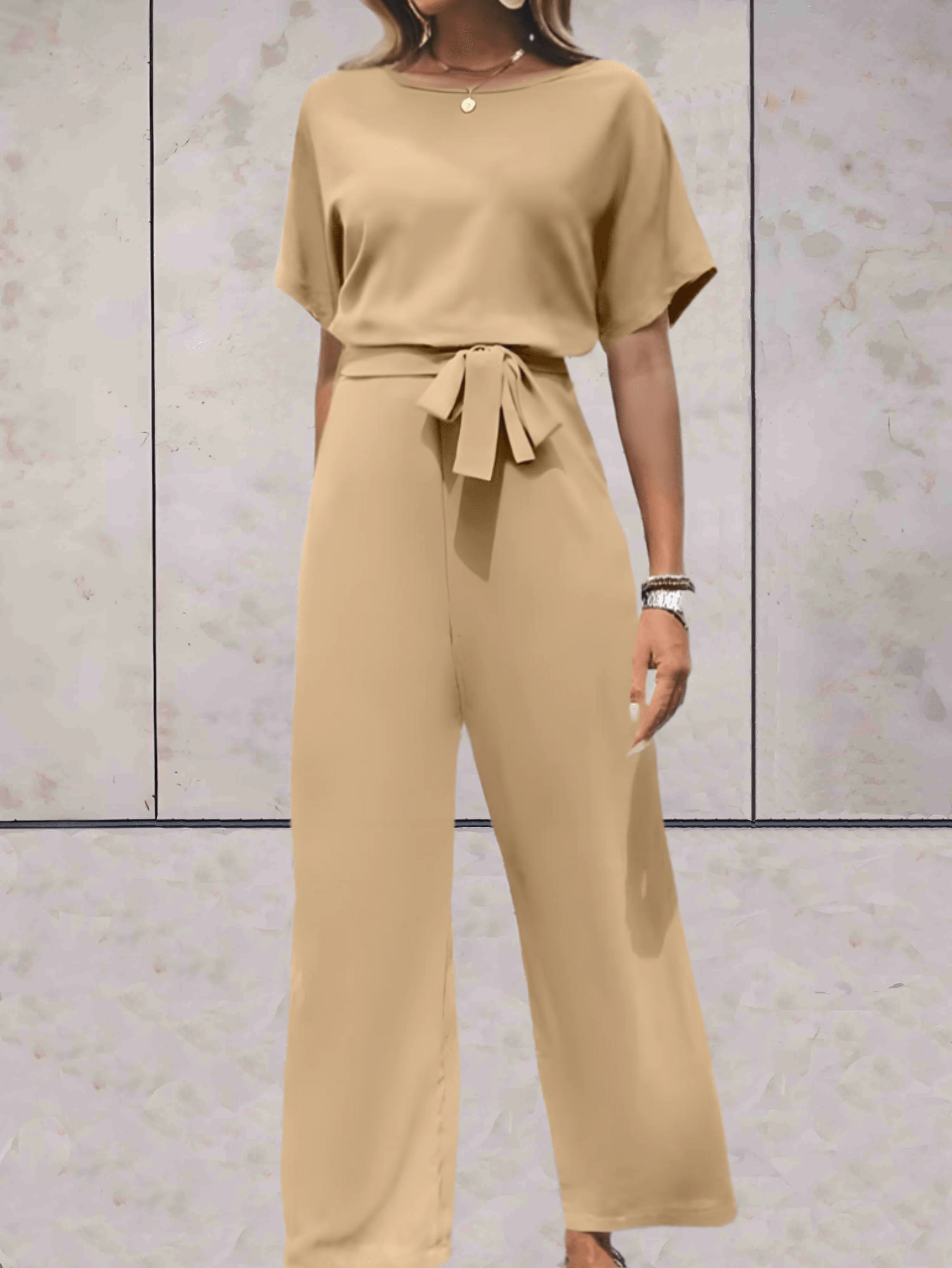 Cali | Women's Two Piece Set Short Sleeve Top Wide Leg Pants - Image 2