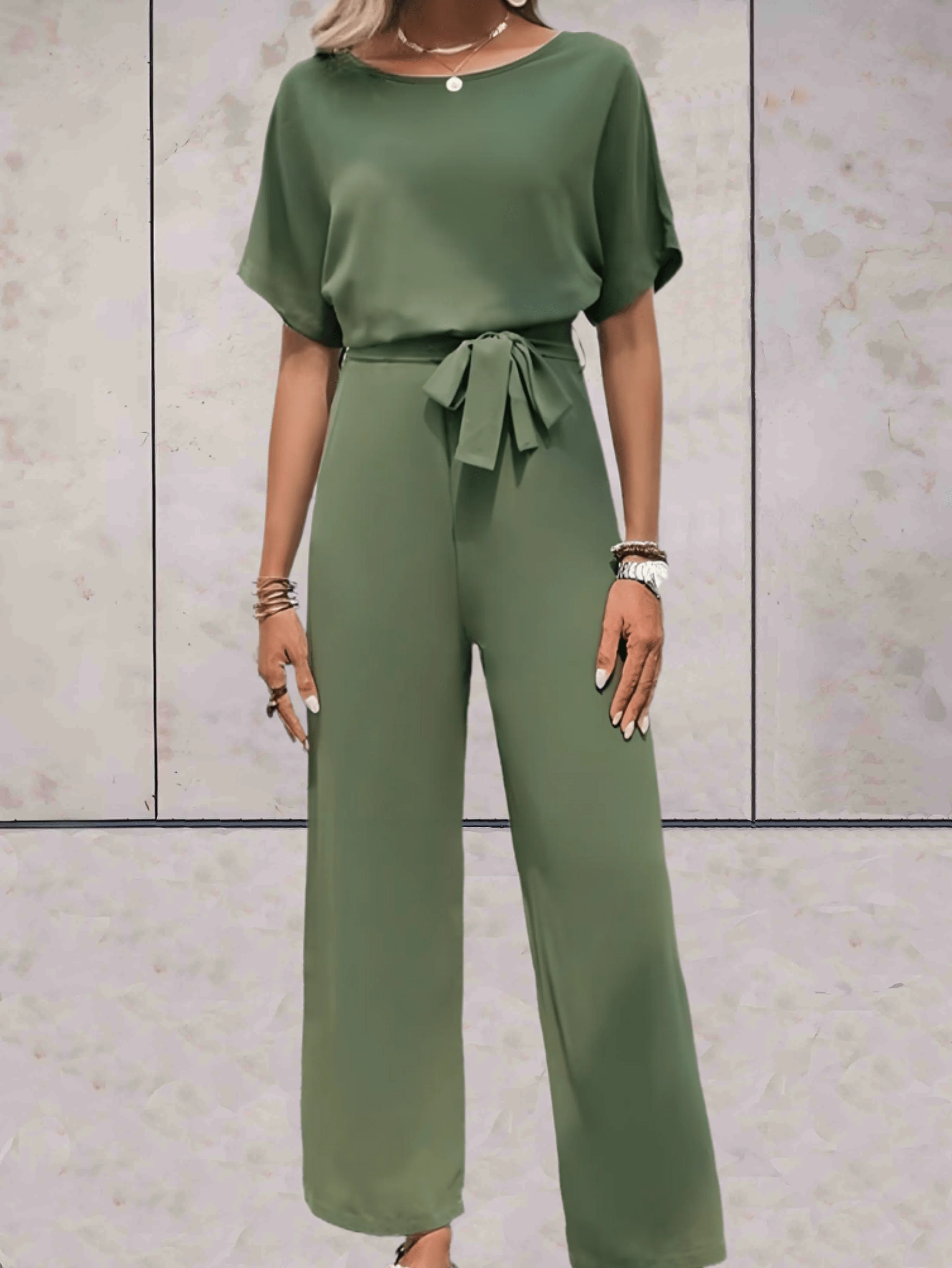 Cali | Women's Two Piece Set Short Sleeve Top Wide Leg Pants - Image 3