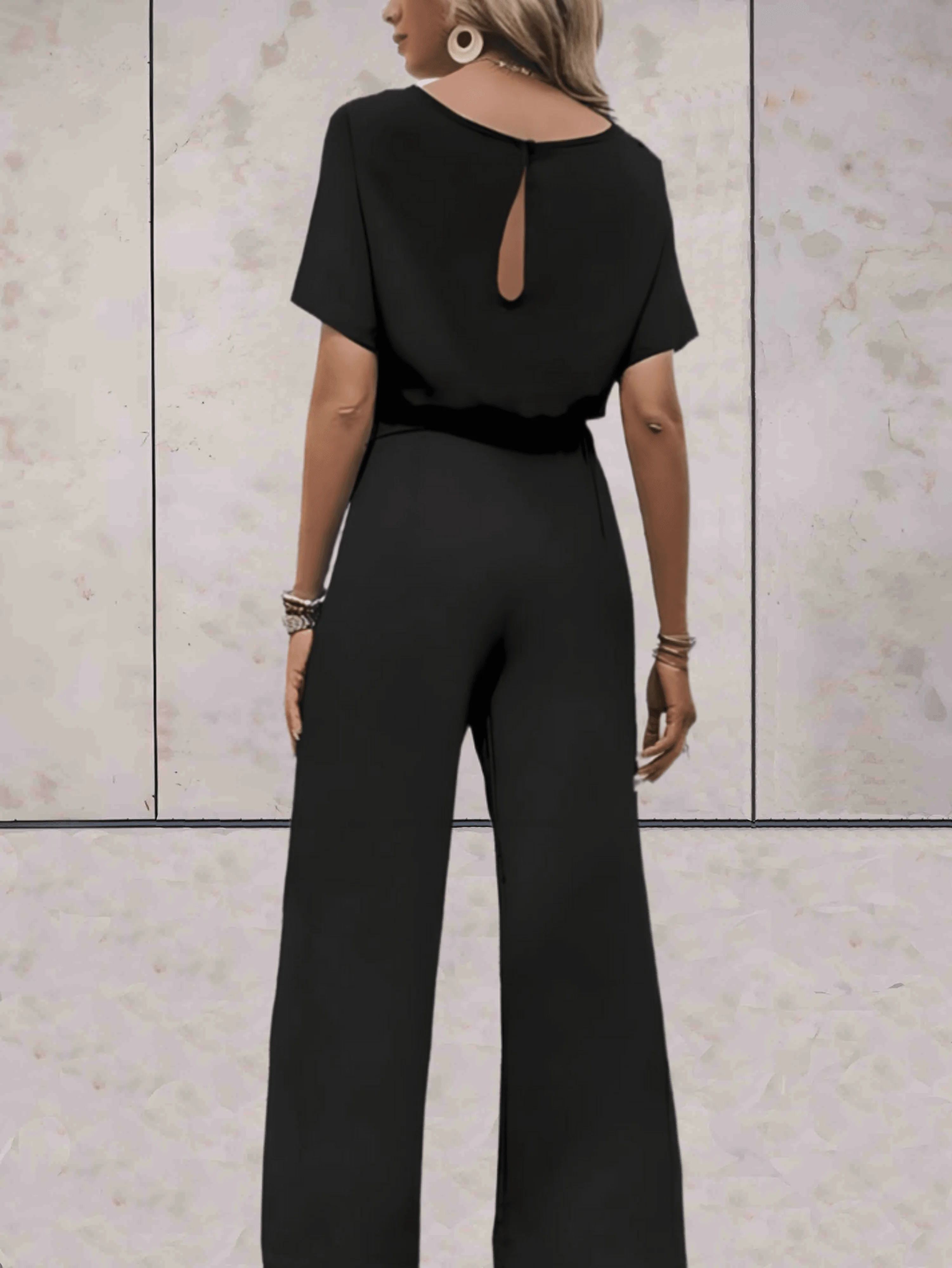 Cali | Women's Two Piece Set Short Sleeve Top Wide Leg Pants - Image 4