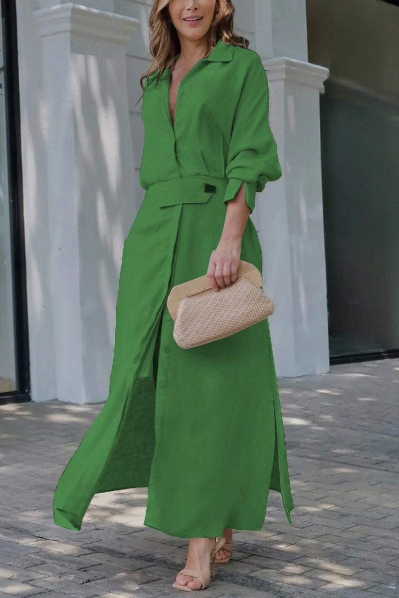 Camille | Women's Collared Belted Maxi Dress - Image 6