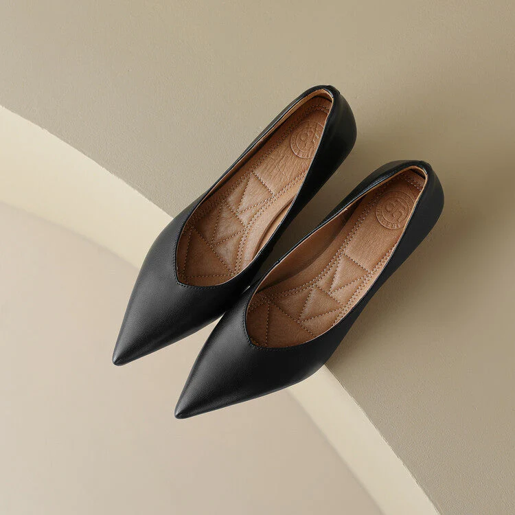 Camille | Women's Pointed Toe Pumps Low Kitten Heel Slip On Shoes - Image 16