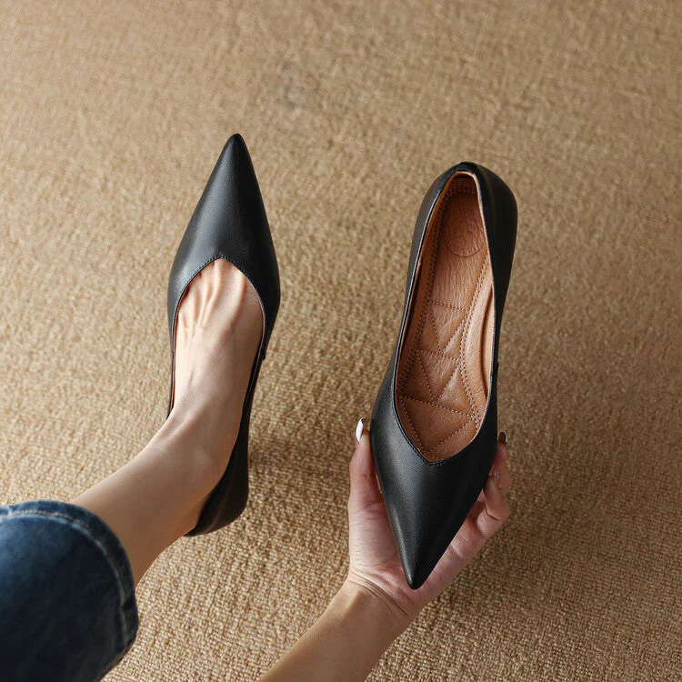 Camille | Women's Pointed Toe Pumps Low Kitten Heel Slip On Shoes - Image 7