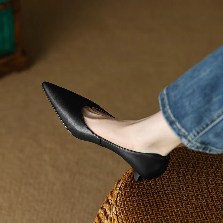 Camille | Women's Pointed Toe Pumps Low Kitten Heel Slip On Shoes - Image 8