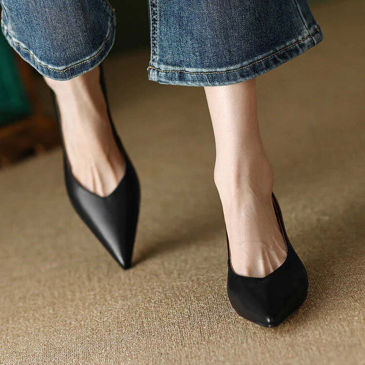 Camille | Women's Pointed Toe Pumps Low Kitten Heel Slip On Shoes - Image 9