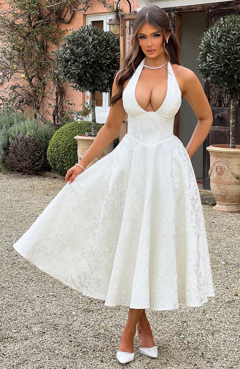 Caroline | Women's Wedding Guest Embellished V-Neck Dress - Image 2