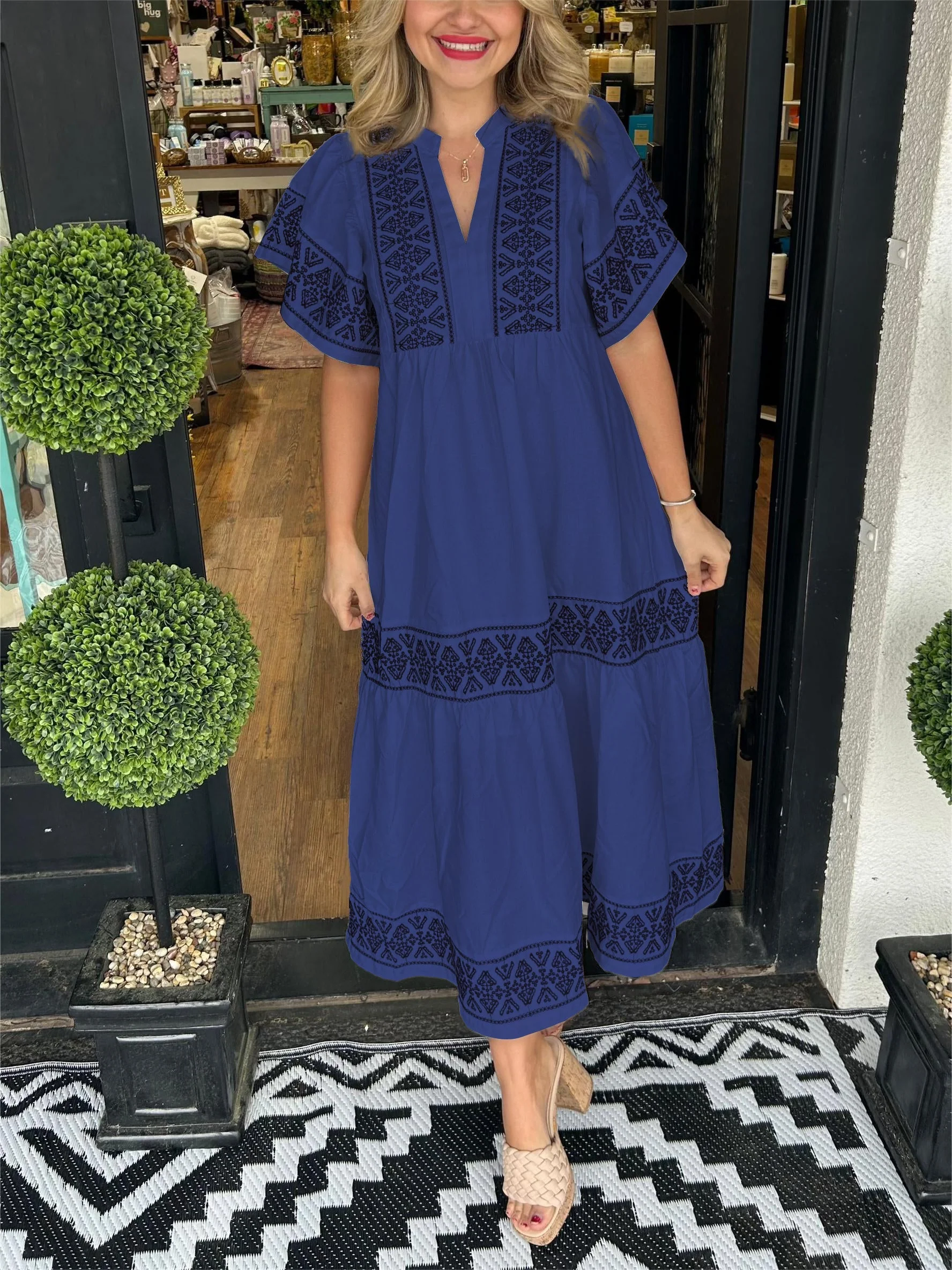 Cassandra | Women's Tummy Control Boho Flowy Loose Fit Dress - Image 3