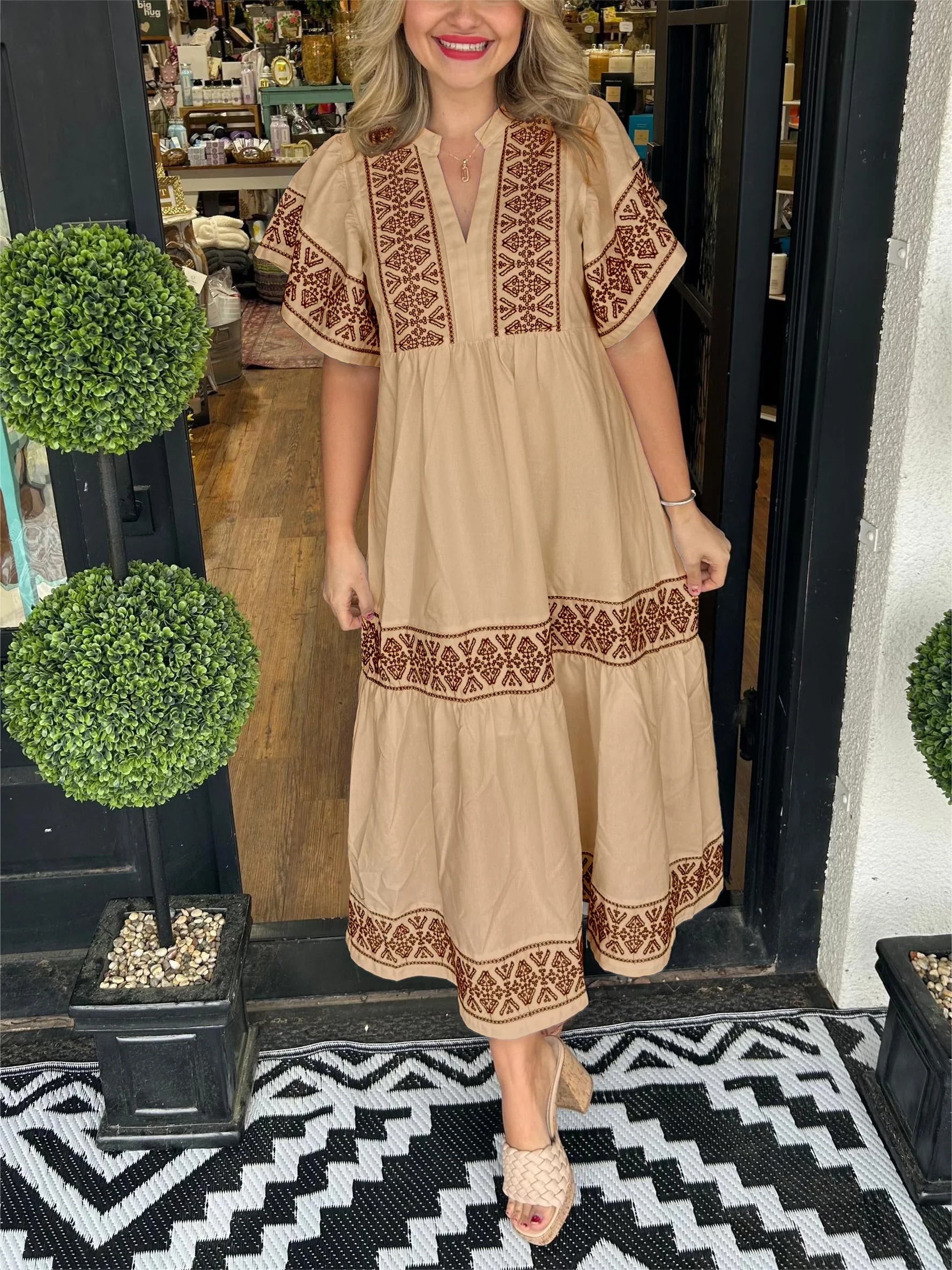Cassandra | Women's Tummy Control Boho Flowy Loose Fit Dress - Image 5