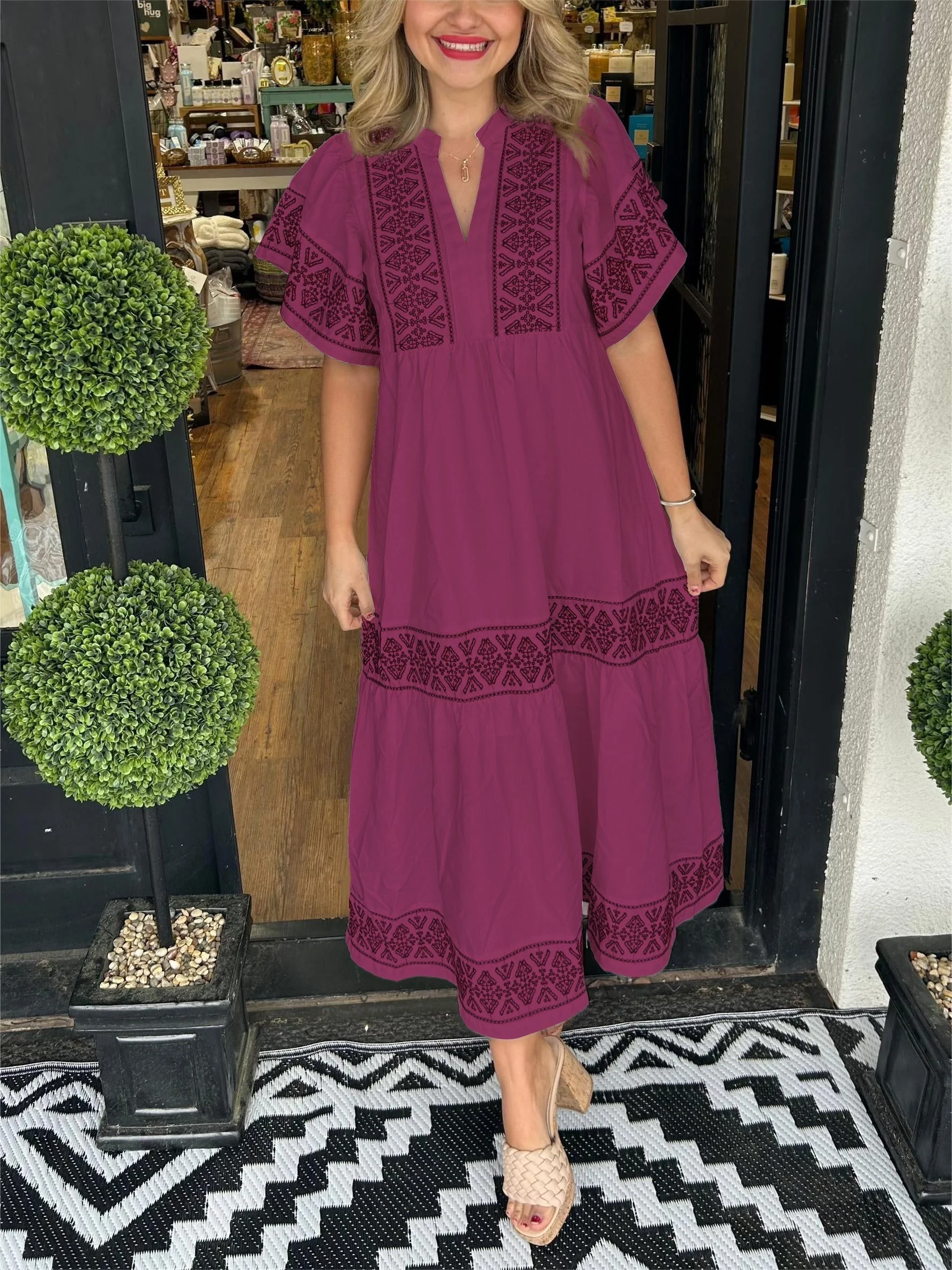 Cassandra | Women's Tummy Control Boho Flowy Loose Fit Dress - Image 6