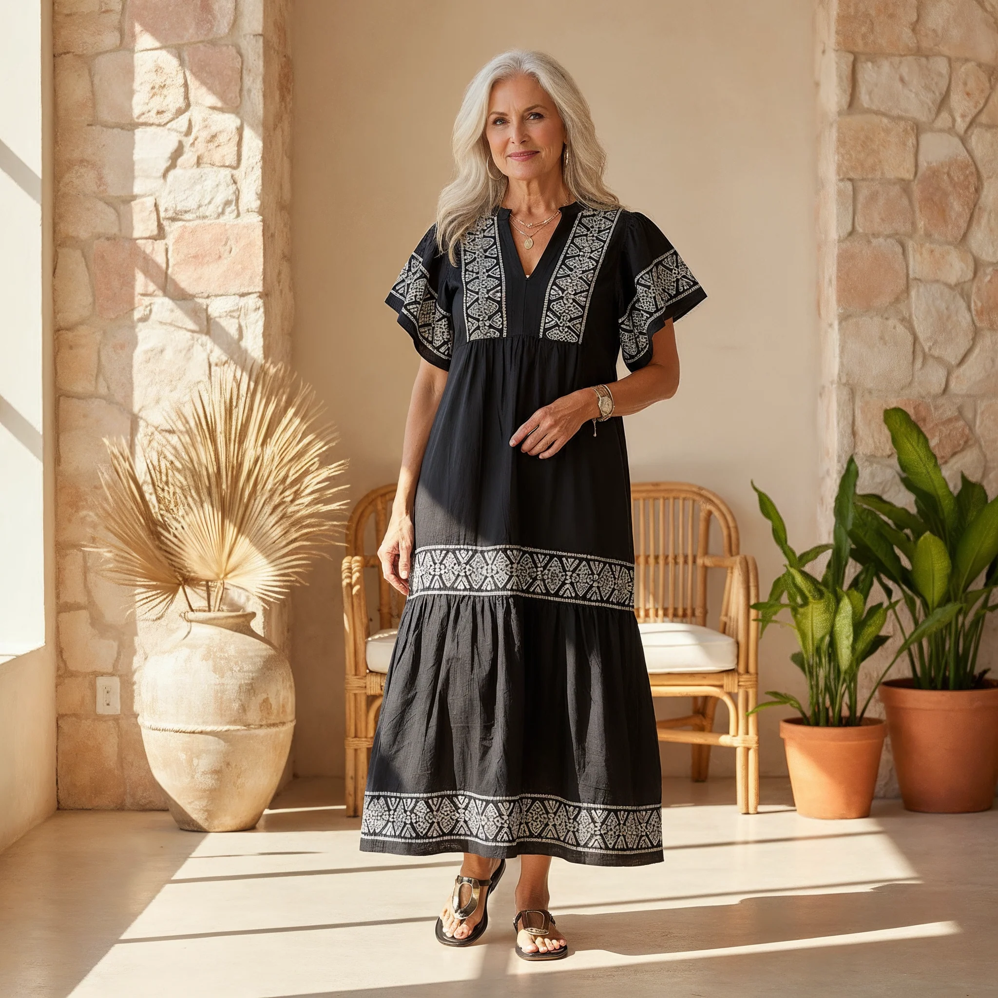 Cassandra | Women's Tummy Control Boho Flowy Loose Fit Dress - Image 8