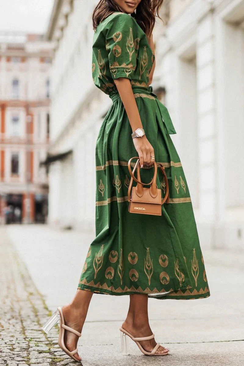 Cassandra | Women's Collared Printed Long Sleeve Midi Dress - Image 3