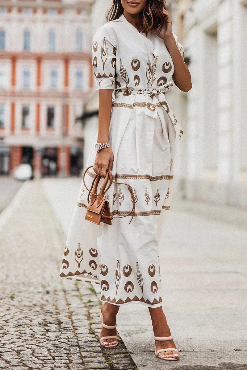 Cassandra | Women's Collared Printed Long Sleeve Midi Dress - Image 5