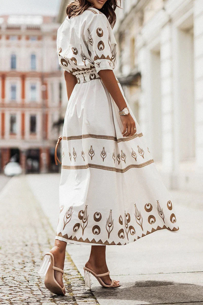 Cassandra | Women's Collared Printed Long Sleeve Midi Dress - Image 6