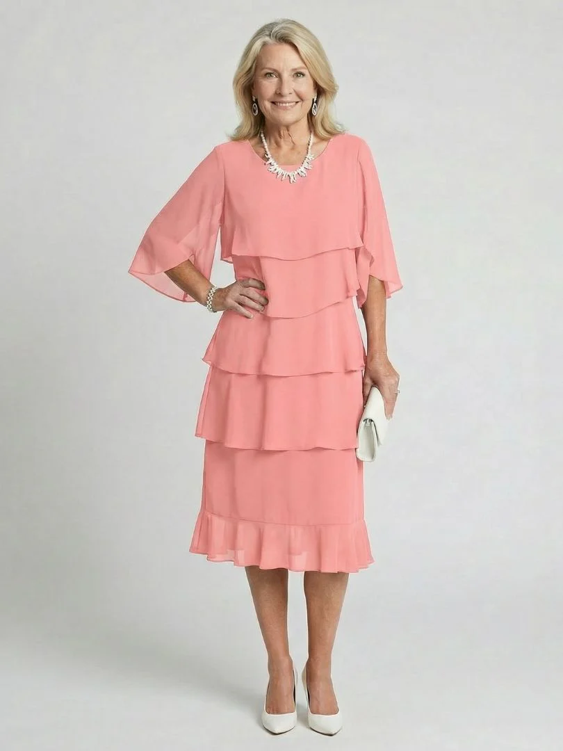 Cassia | Women's Tiered Flutter Sleeve Midi Dress - Image 12