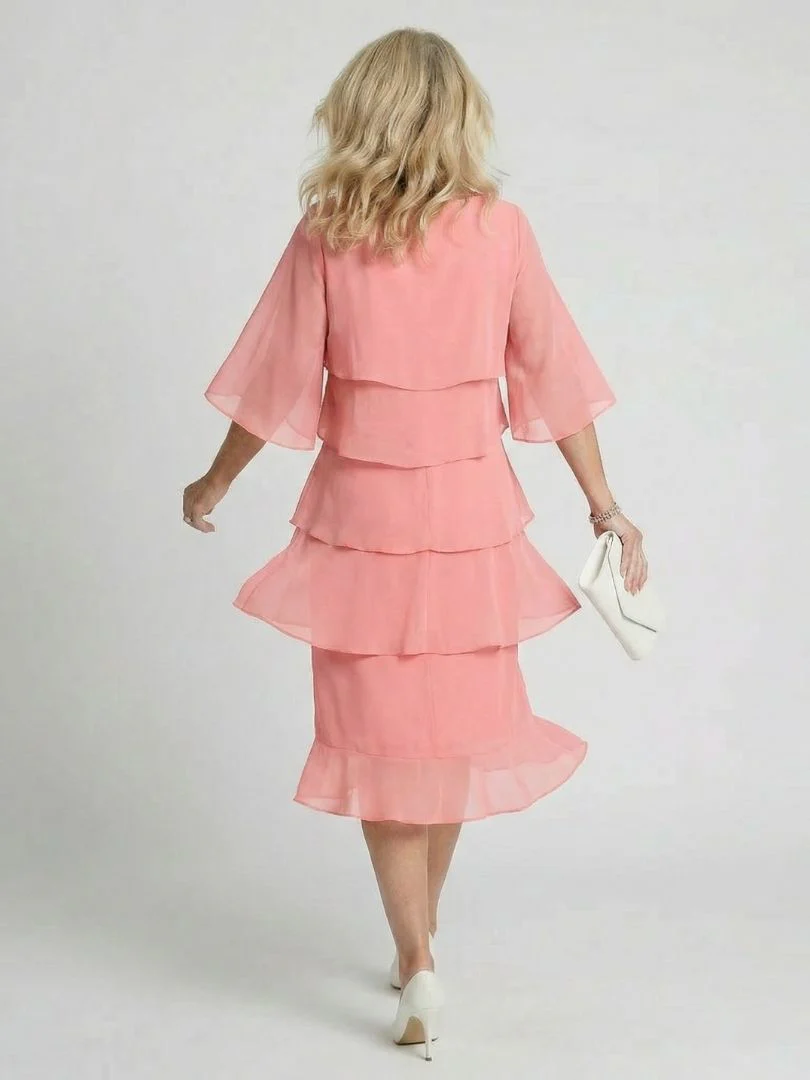 Cassia | Women's Tiered Flutter Sleeve Midi Dress - Image 14