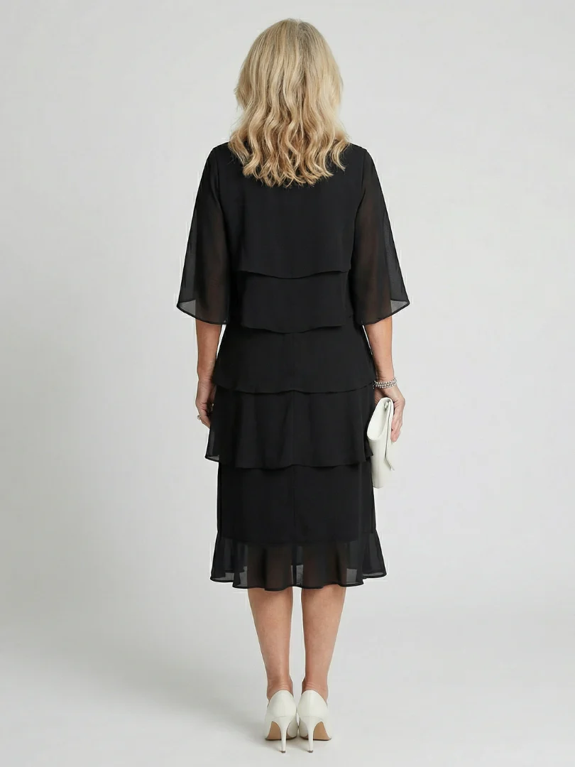 Cassia | Women's Tiered Flutter Sleeve Midi Dress - Image 4