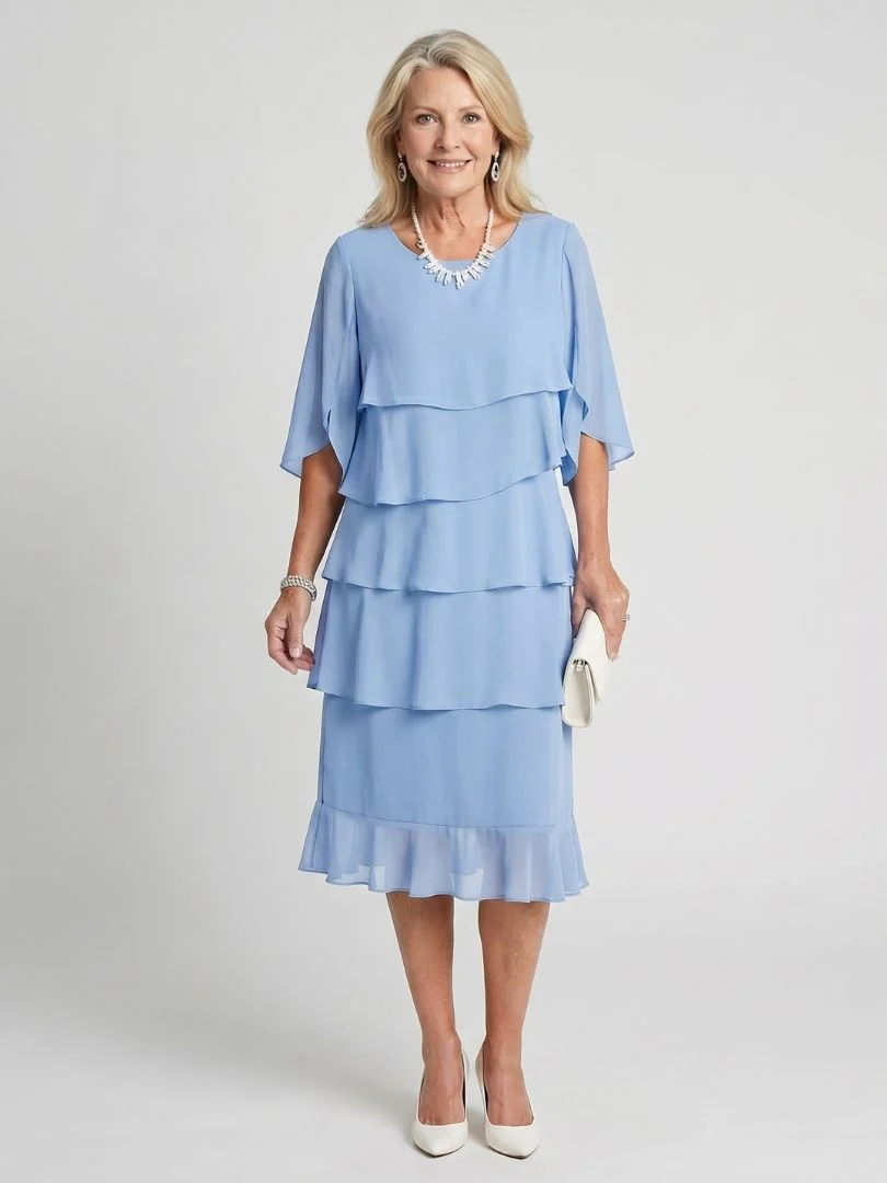 Cassia | Women's Tiered Flutter Sleeve Midi Dress - Image 5