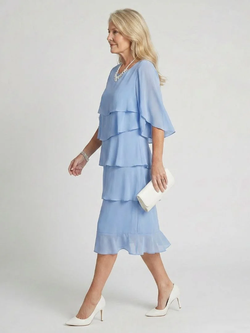 Cassia | Women's Tiered Flutter Sleeve Midi Dress - Image 7