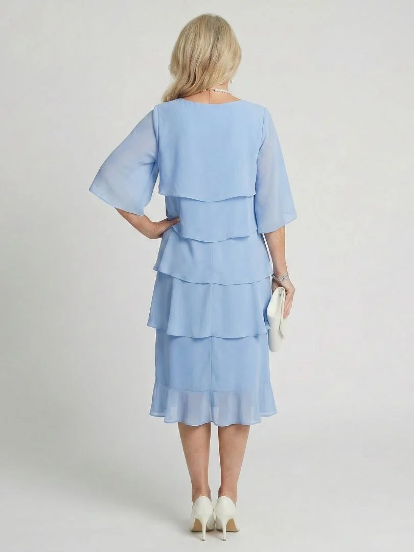 Cassia | Women's Tiered Flutter Sleeve Midi Dress - Image 8
