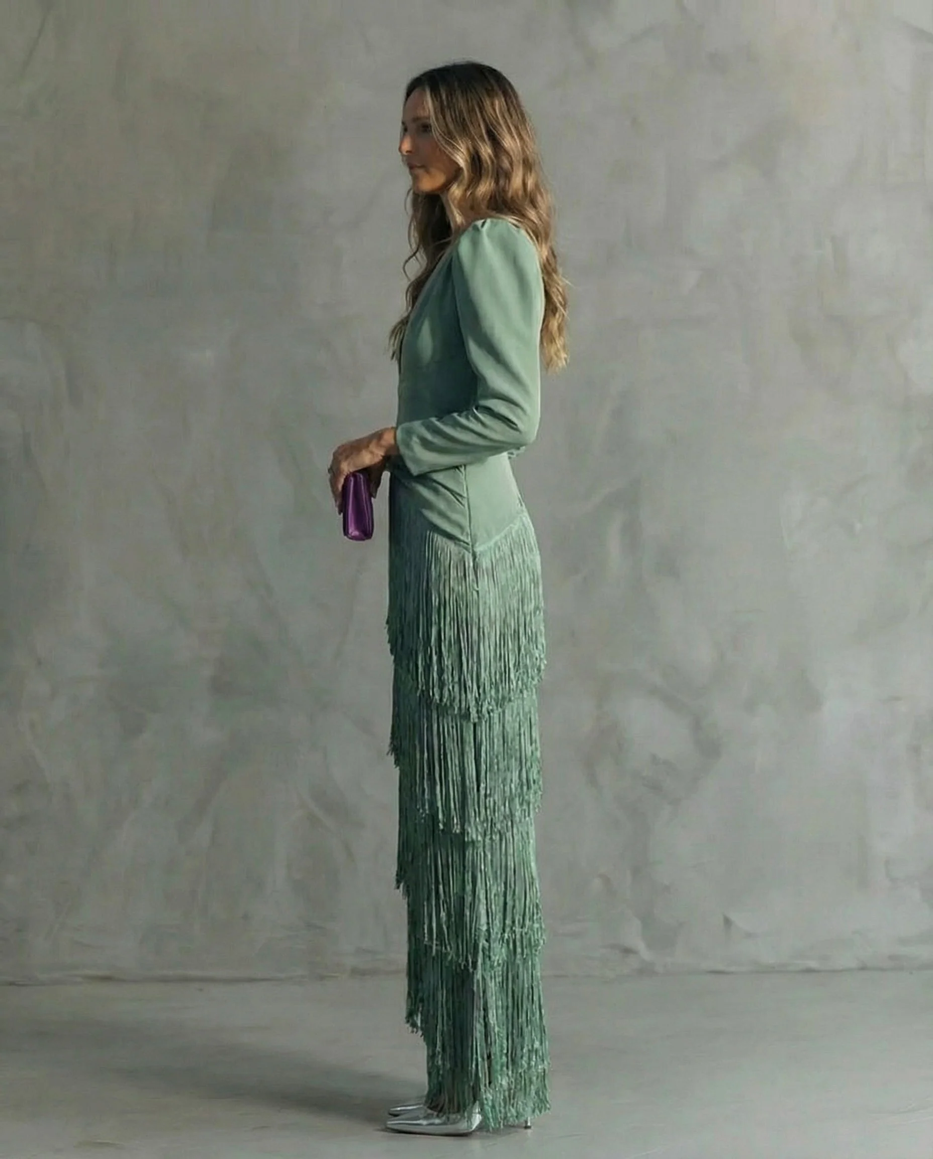 Cassiopeia | Women's V Neck Fringe Maxi Dress - Image 3