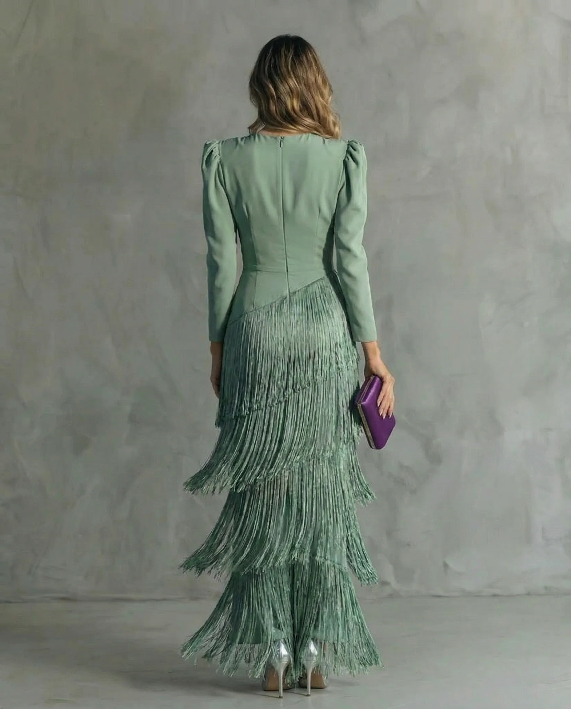 Cassiopeia | Women's V Neck Fringe Maxi Dress - Image 4