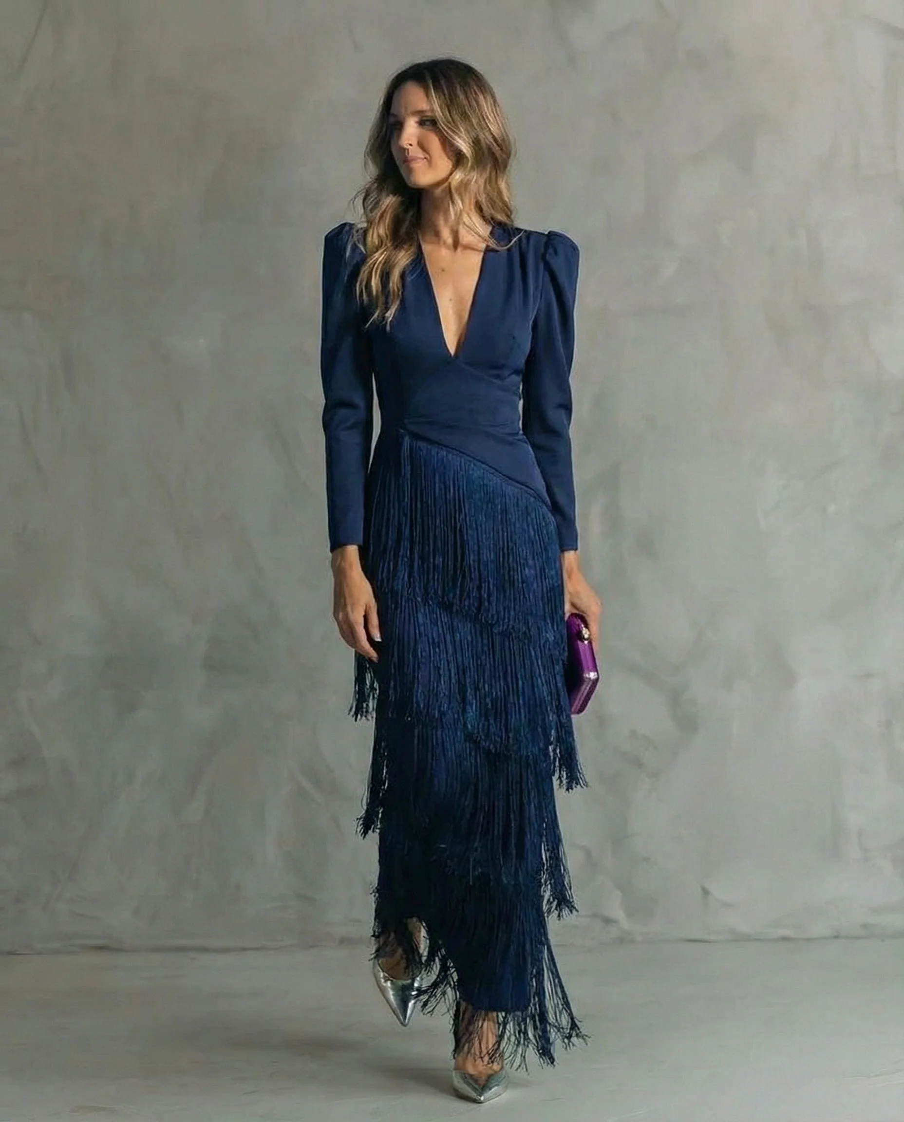 Cassiopeia | Women's V Neck Fringe Maxi Dress - Image 5
