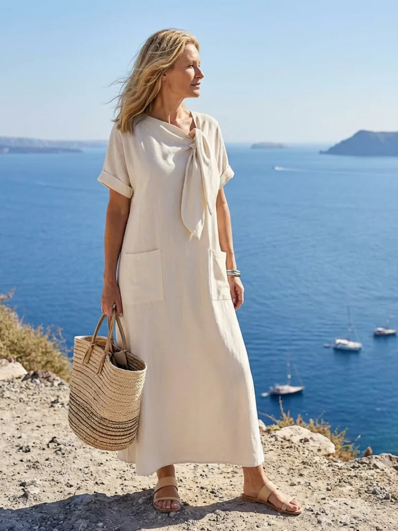 Catalina | Women's Round Neck Pocket Maxi Dress - Image 3