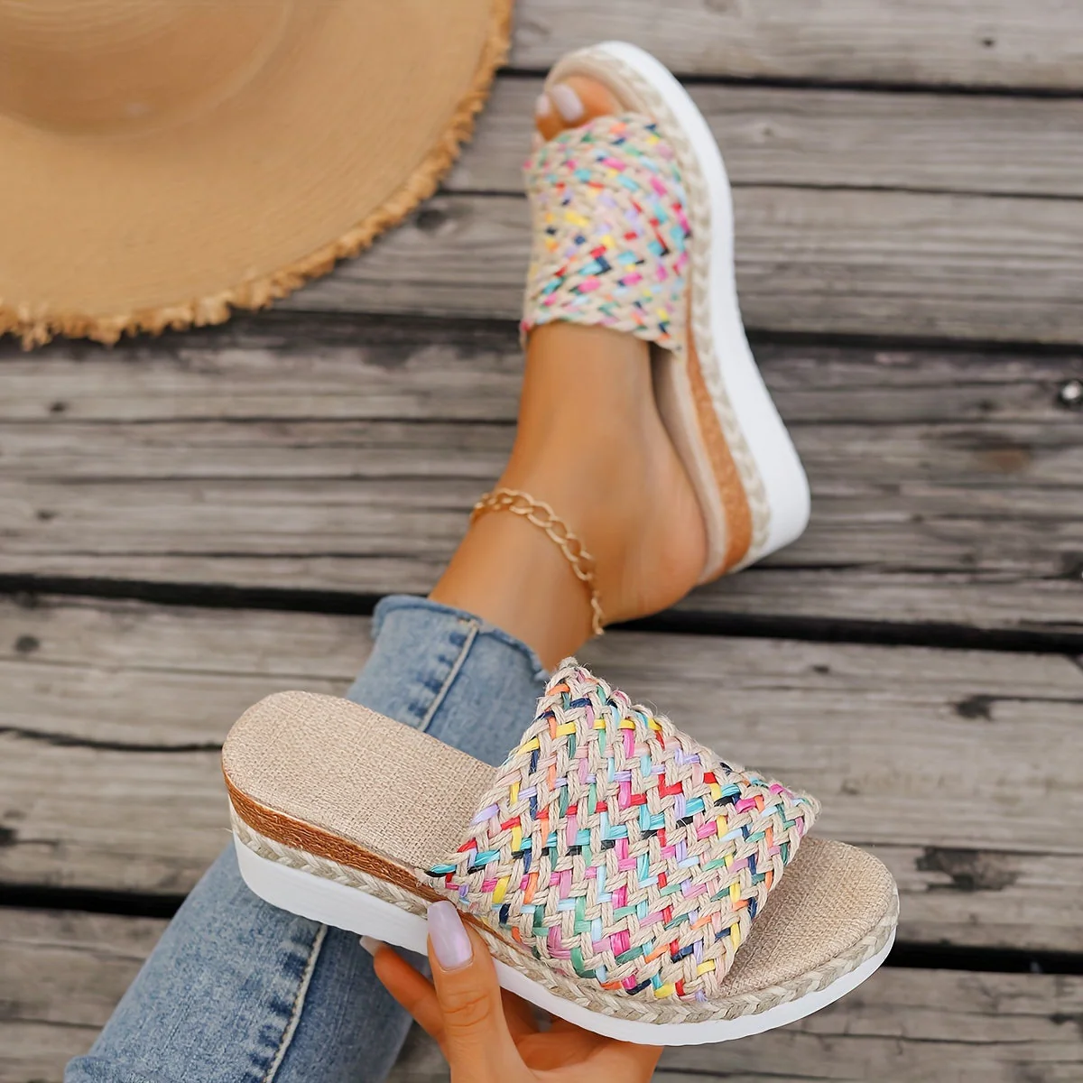 Celeste | Women's Woven Wedge Sandals - Image 5
