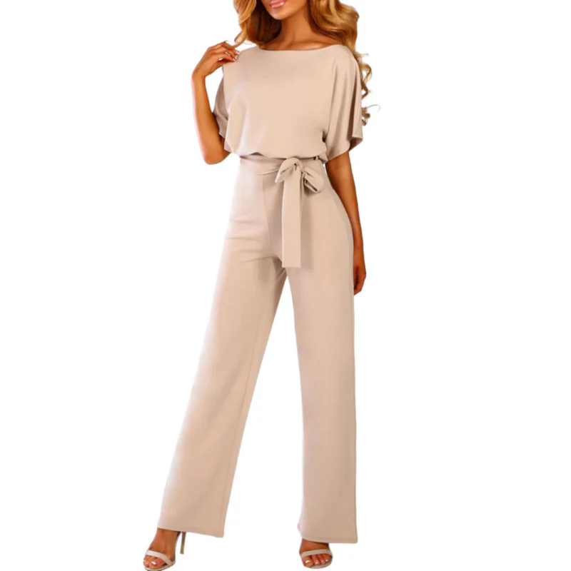 Celeste | Women's Belted Wide Leg Jumpsuit Batwing Sleeve Elegant - Image 3