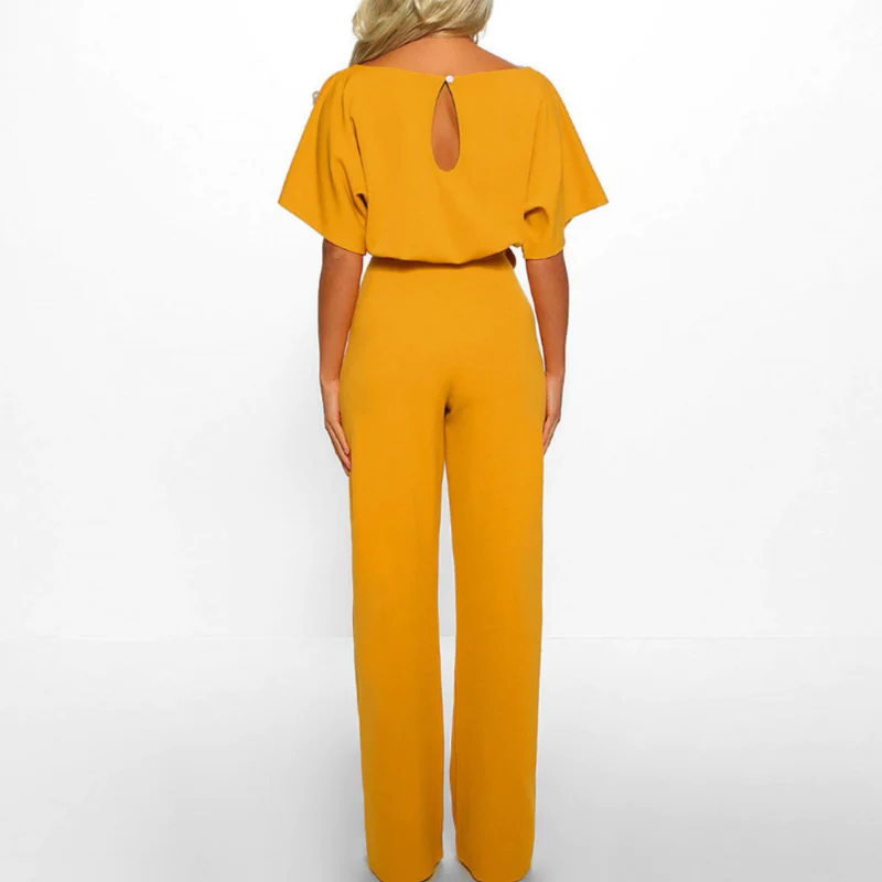 Celeste | Women's Belted Wide Leg Jumpsuit Batwing Sleeve Elegant - Image 5