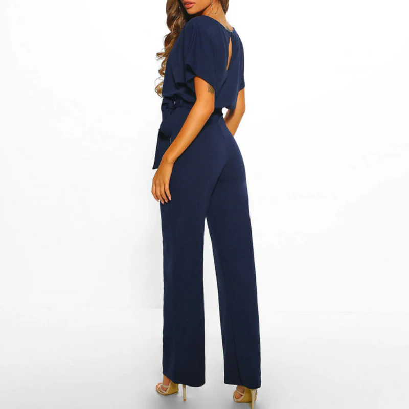 Celeste | Women's Belted Wide Leg Jumpsuit Batwing Sleeve Elegant - Image 6