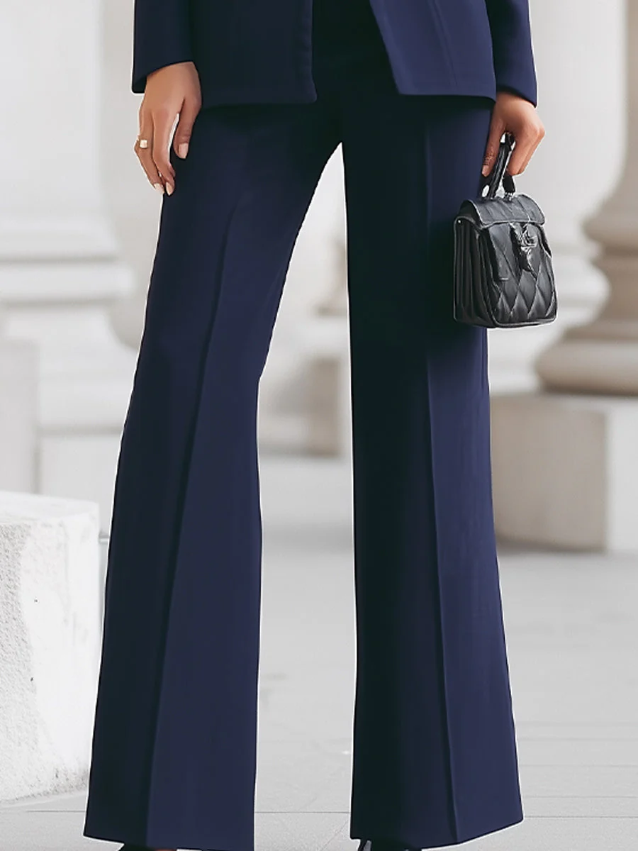 Celeste | Women's Stand Collar Blazer & Wide Leg Pants Suit Set - Image 7