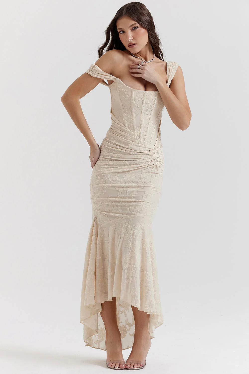 Charlotte | Women's Wedding Guest Lace Ruched Bodycon Dress Evening - Image 7