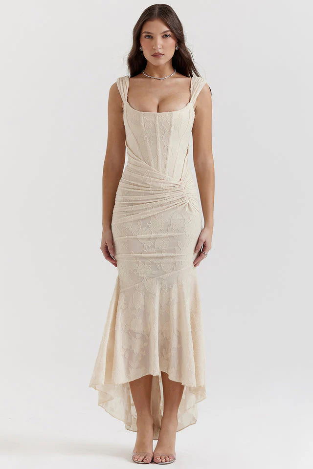 Charlotte | Women's Wedding Guest Lace Ruched Bodycon Dress Evening - Image 8